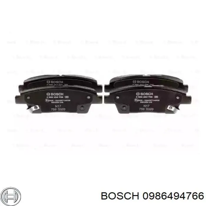 Задние тормозные колодки 0986494766 Bosch