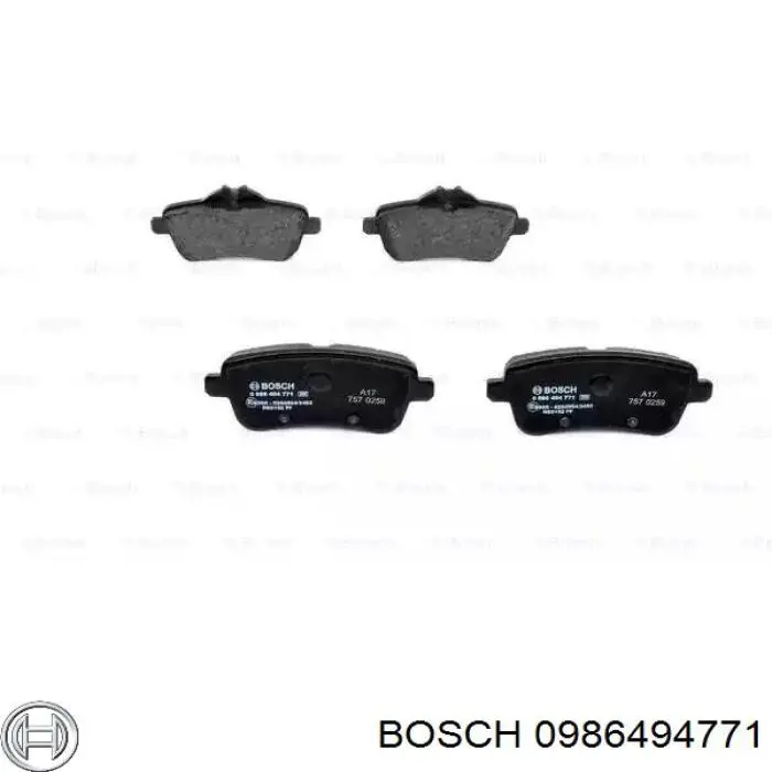 0986494771 Bosch sapatas do freio traseiras de disco