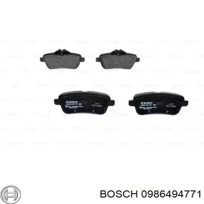 Задние тормозные колодки 0986494771 Bosch