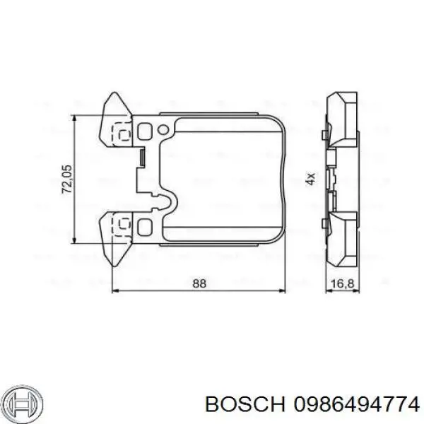 Задние тормозные колодки 0986494774 Bosch