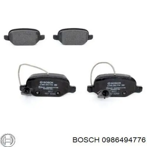 0986494776 Bosch колодки тормозные задние дисковые