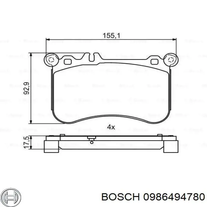 Передние тормозные колодки 0986494780 Bosch