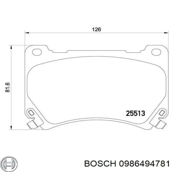 Передние тормозные колодки 0986494781 Bosch