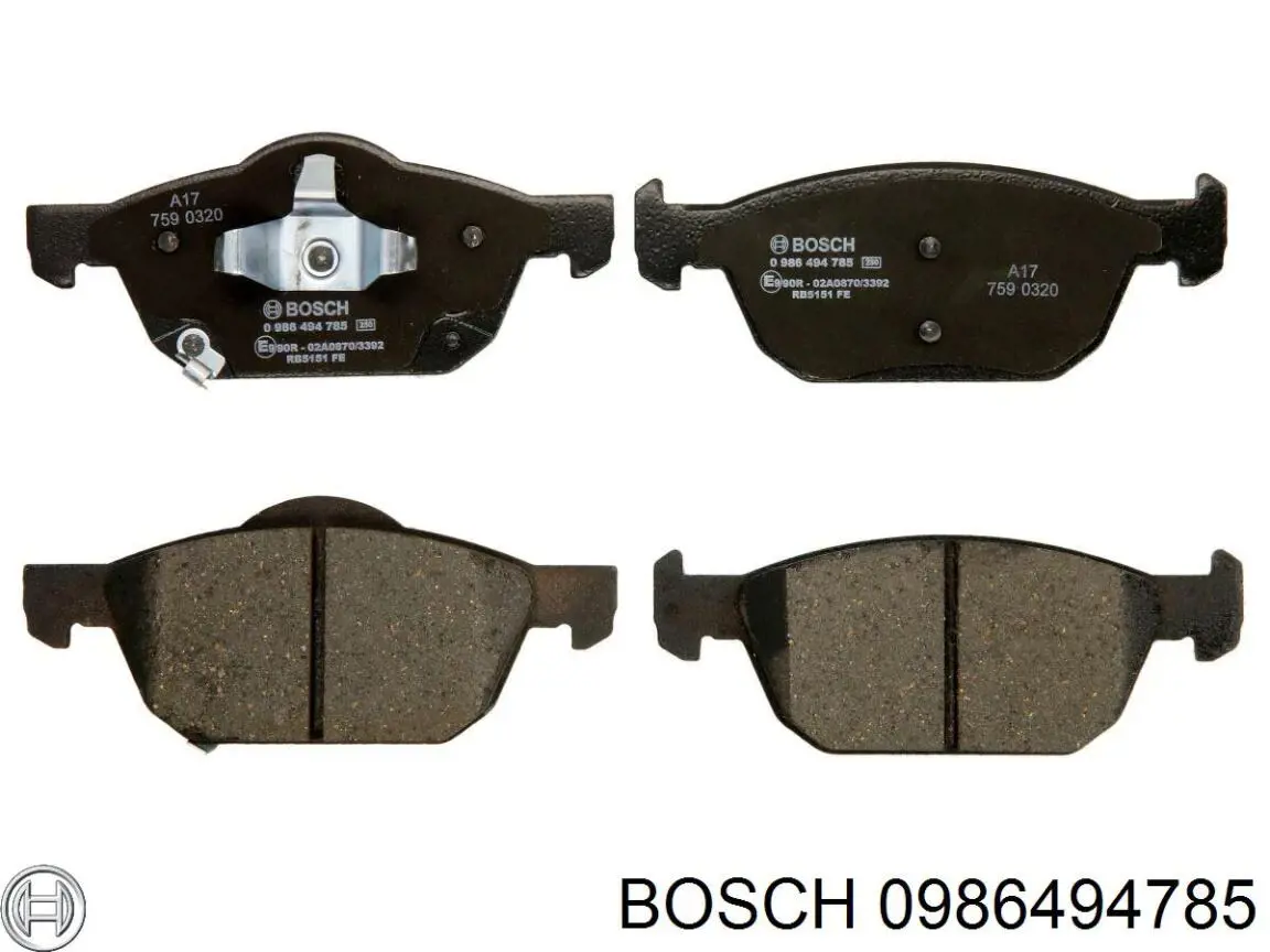 Передние тормозные колодки 0986494785 Bosch