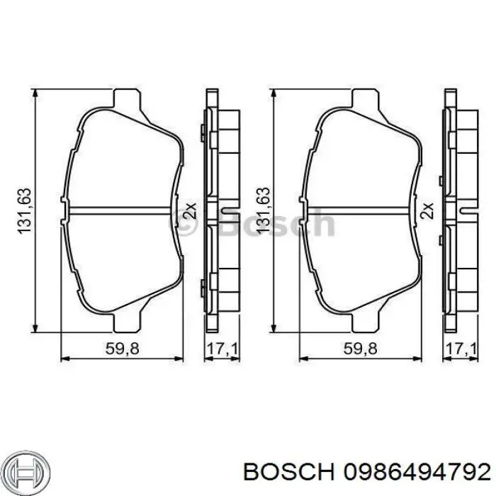 Передние тормозные колодки 0986494792 Bosch