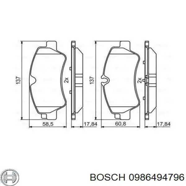 Pastillas de freno traseras 0986494796 Bosch