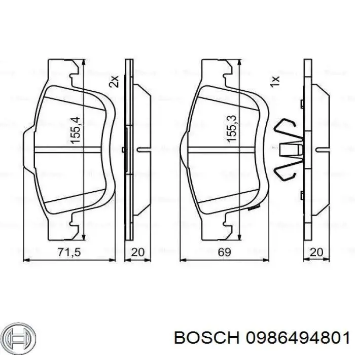 0986494801 Bosch sapatas do freio dianteiras de disco