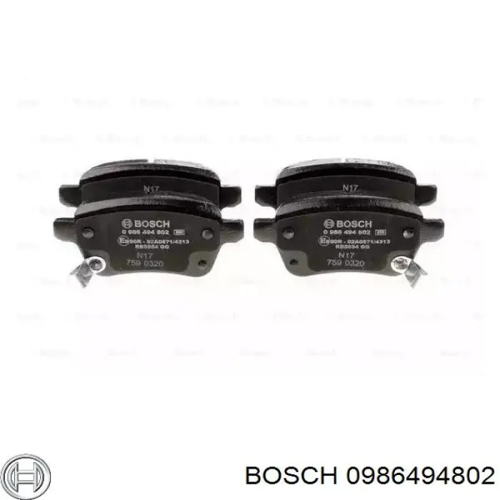 0986494802 Bosch sapatas do freio traseiras de disco