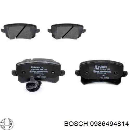 0986494814 Bosch sapatas do freio traseiras de disco