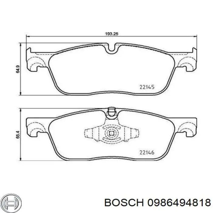 0986494818 Bosch sapatas do freio dianteiras de disco