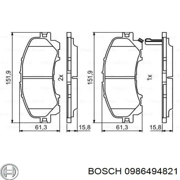 0986494821 Bosch колодки тормозные передние дисковые