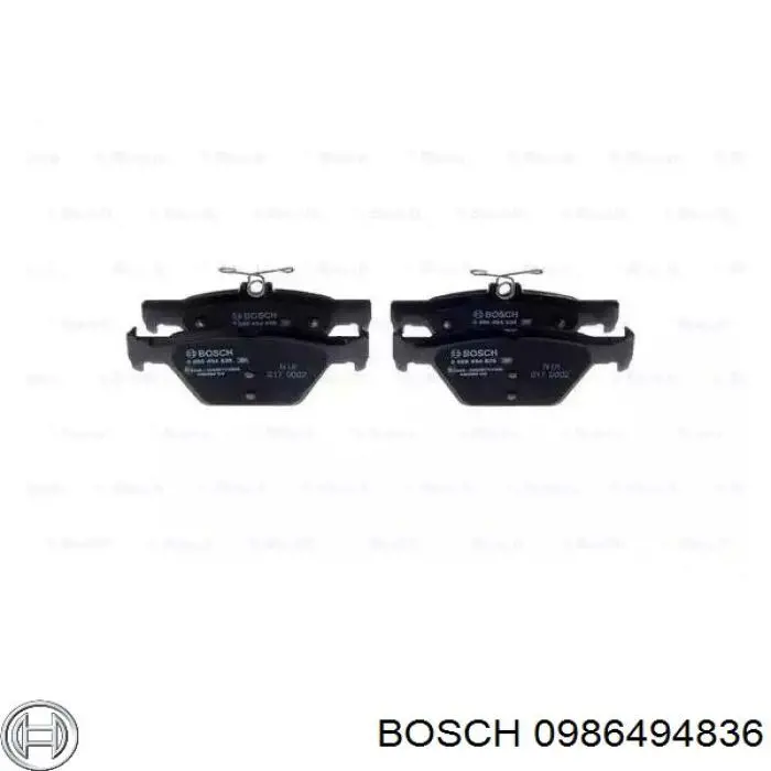 Задние тормозные колодки 0986494836 Bosch