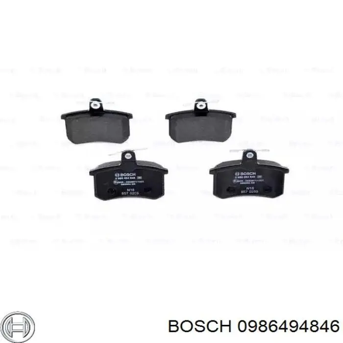 0986494846 Bosch колодки тормозные задние дисковые