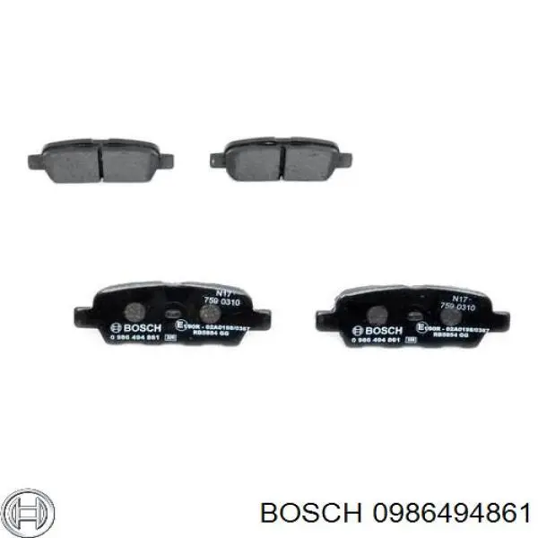 Колодки гальмові задні, дискові 0986494861 Bosch