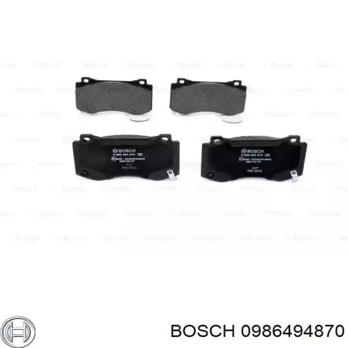 0 986 494 870 Bosch sapatas do freio dianteiras de disco