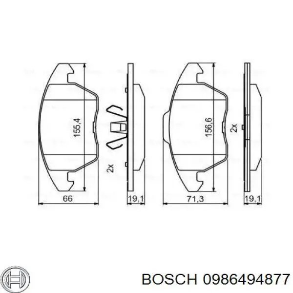 Передние тормозные колодки 0986494877 Bosch