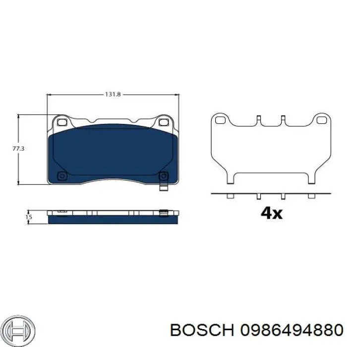 Передние тормозные колодки 0986494880 Bosch