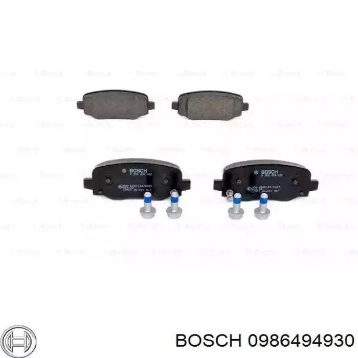 0986494930 Bosch колодки тормозные задние дисковые