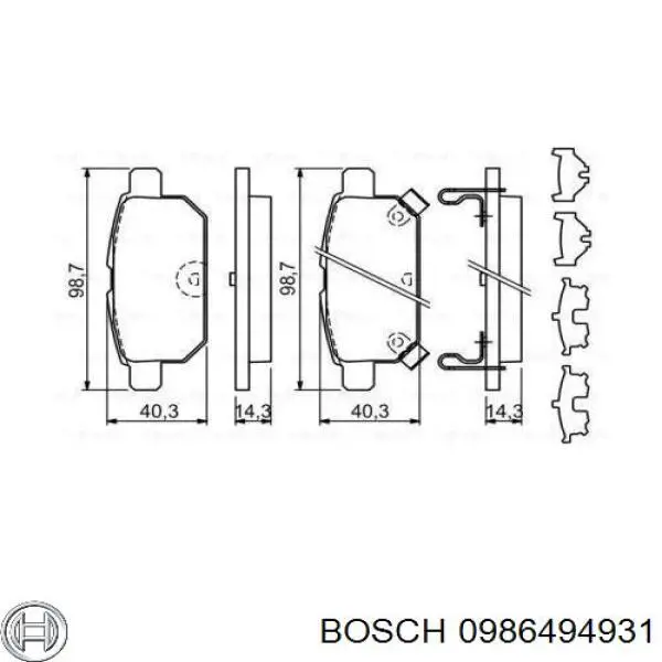 Задние тормозные колодки 0986494931 Bosch