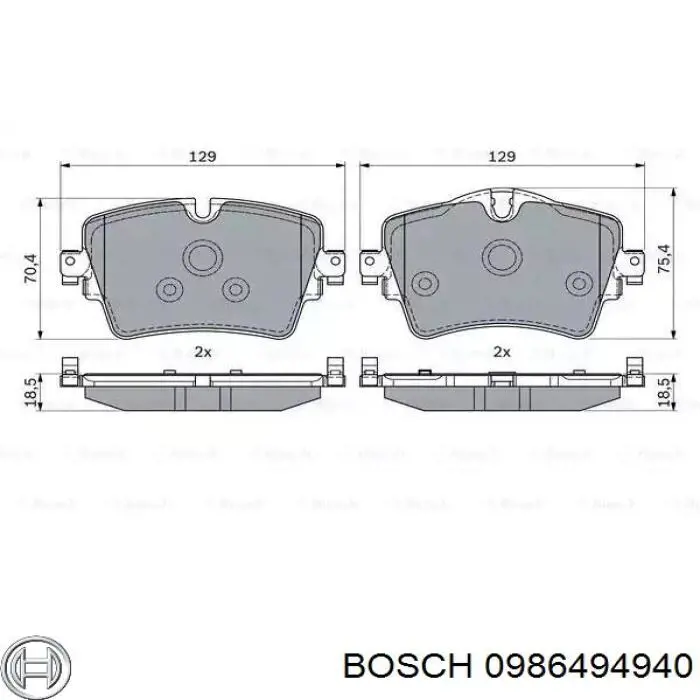 0986494940 Bosch sapatas do freio dianteiras de disco