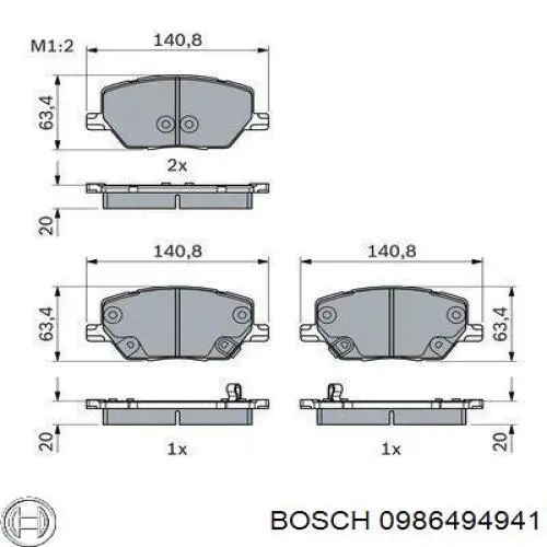 0986494941 Bosch sapatas do freio dianteiras de disco