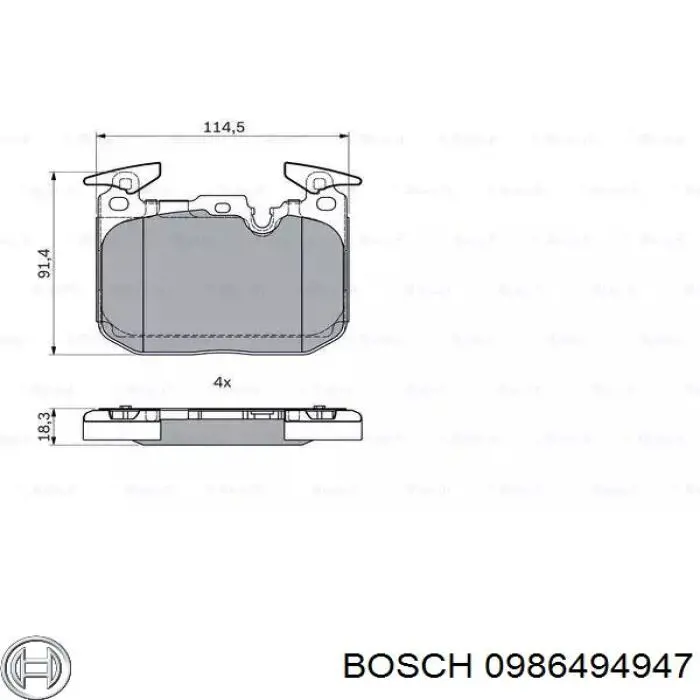 0986494947 Bosch sapatas do freio dianteiras de disco