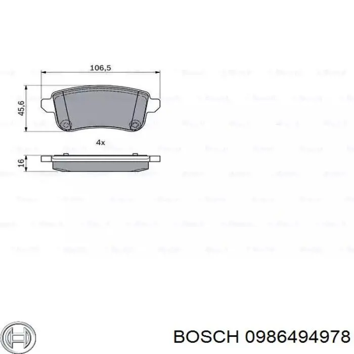 0986494978 Bosch sapatas do freio traseiras de disco