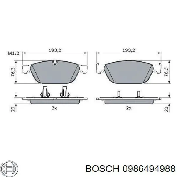 Передние тормозные колодки 0986494988 Bosch