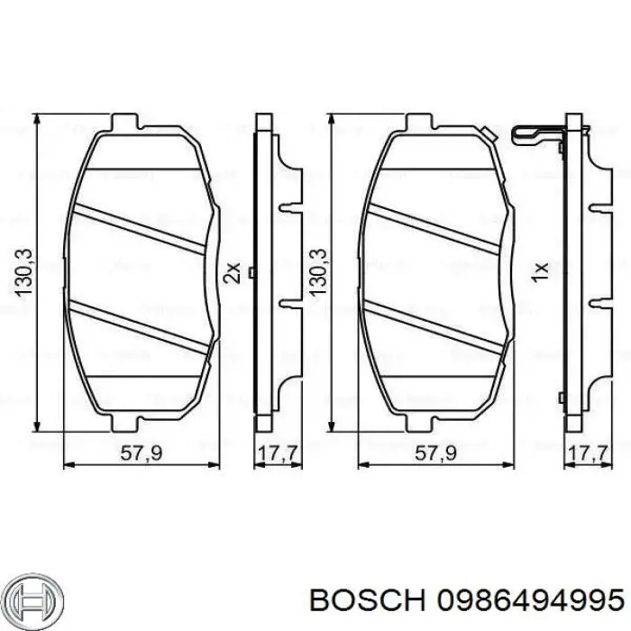 0986494995 Bosch sapatas do freio dianteiras de disco