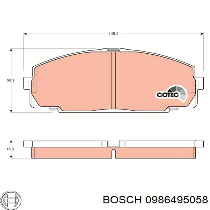 0 986 495 058 Bosch колодки тормозные передние дисковые