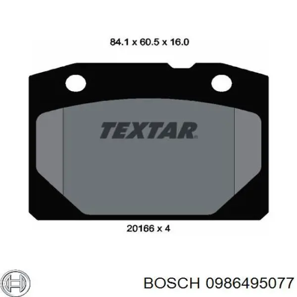 Купить 0986495077 Bosch Колодки тормозные