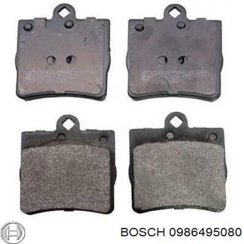 Купить 0986495080 Bosch Колодки тормозные задние, дисковые