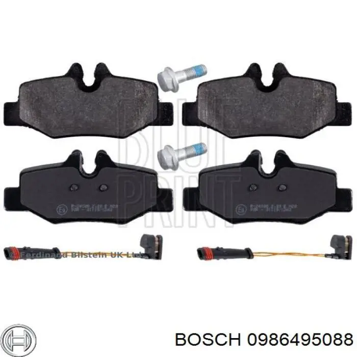0 986 495 088 Bosch колодки тормозные задние дисковые