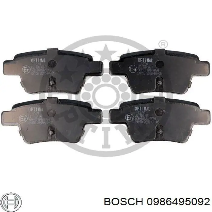 0986495092 Bosch колодки тормозные задние дисковые