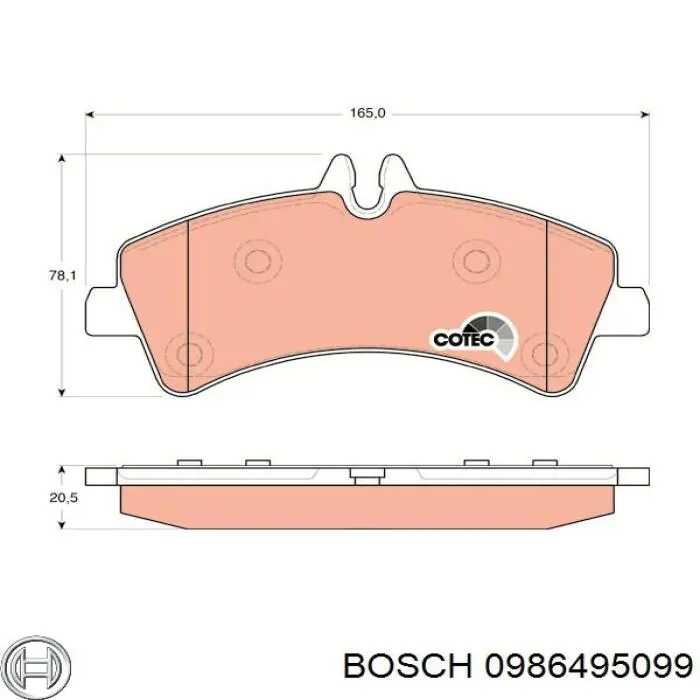 0 986 495 099 Bosch колодки тормозные задние дисковые