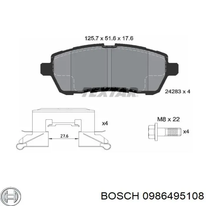 0986495108 Bosch Колодки передние