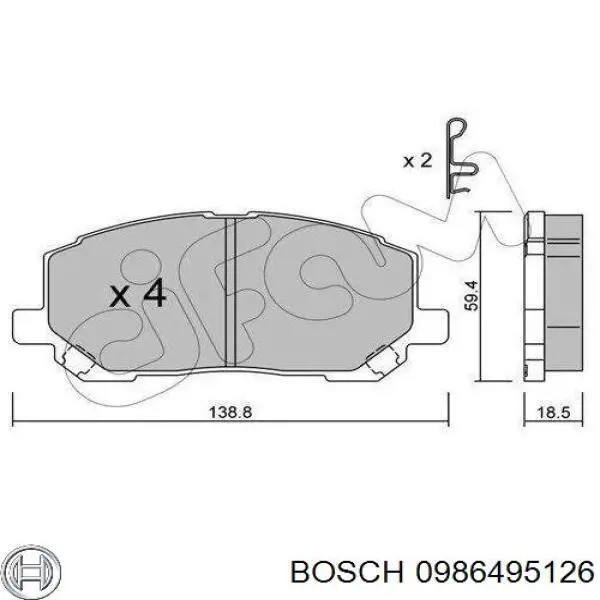Передние тормозные колодки 0986495126 Bosch