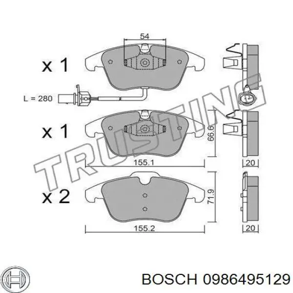Купить 0986495129 Bosch Колодки тормозные