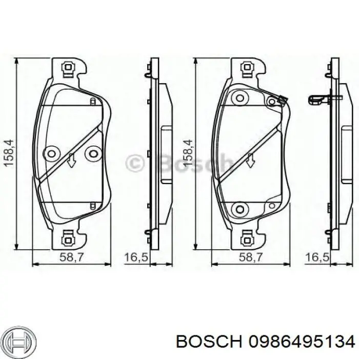 Передние тормозные колодки 0986495134 Bosch