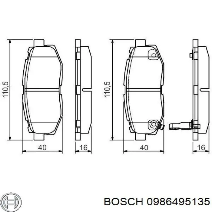 Pastillas de freno traseras 0986495135 Bosch