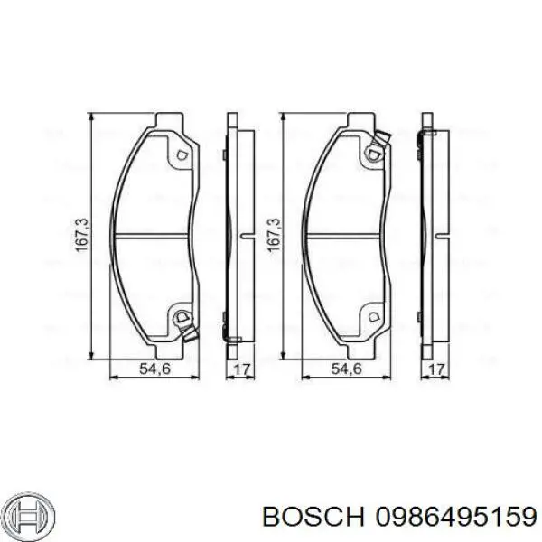 Передние тормозные колодки 0986495159 Bosch