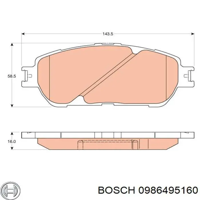 Передние тормозные колодки 0986495160 Bosch