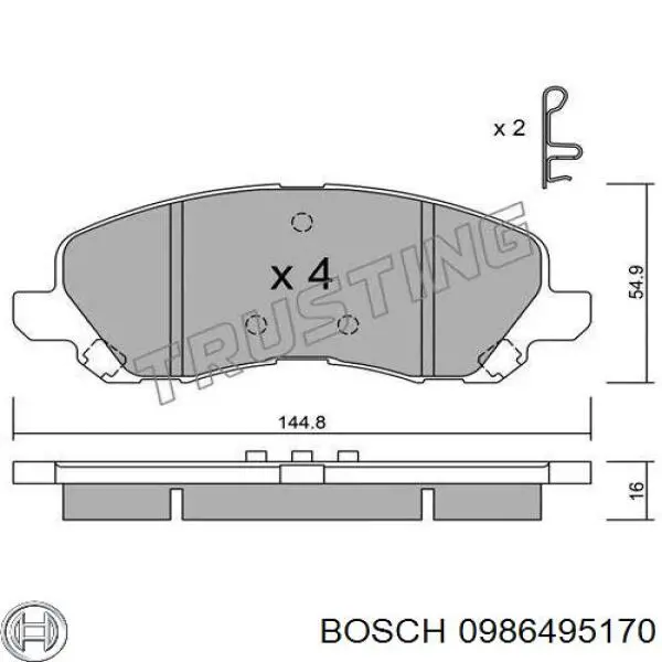 0986495170 Bosch колодки тормозные передние дисковые