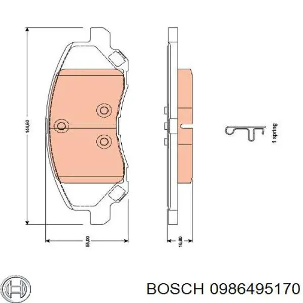 Купить 0986495170 Bosch Колодки тормозные