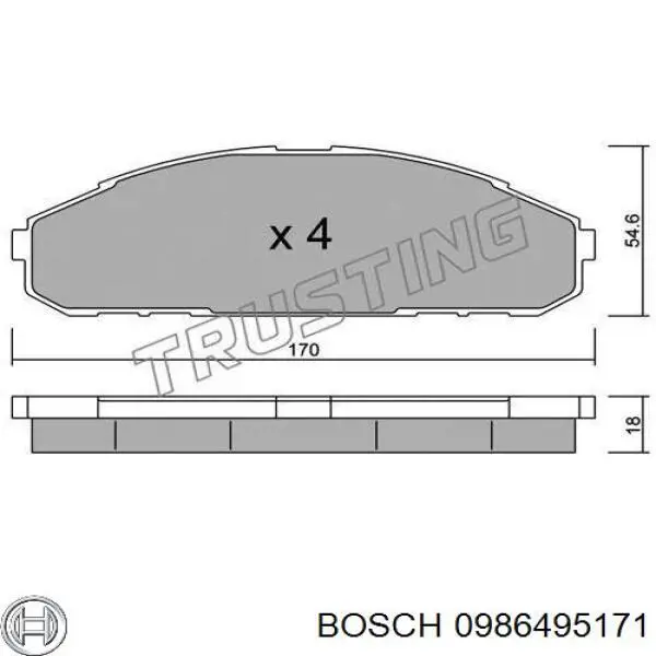 0986495171 Bosch колодки тормозные передние дисковые