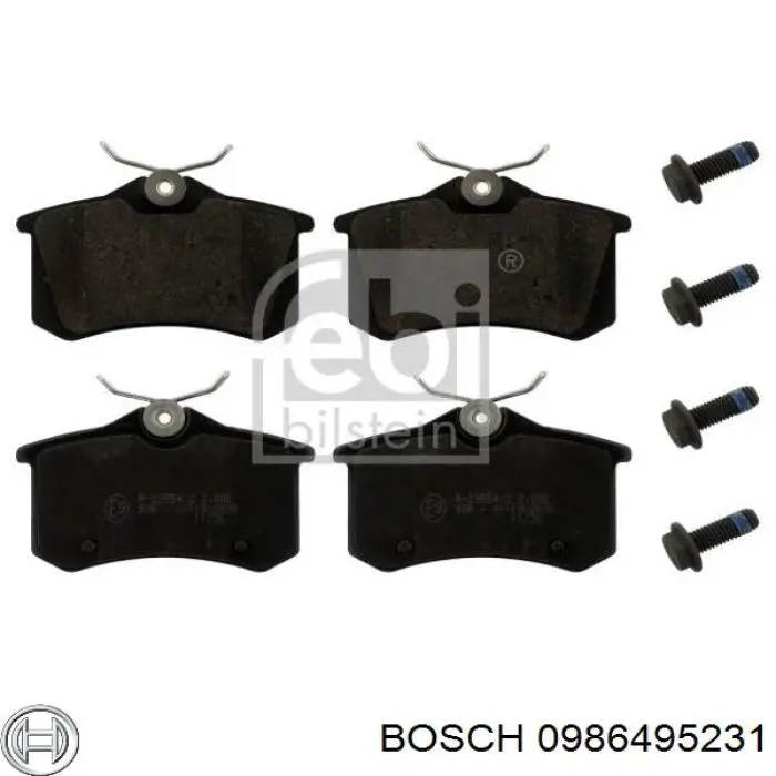 0986495231 Bosch sapatas do freio traseiras de disco