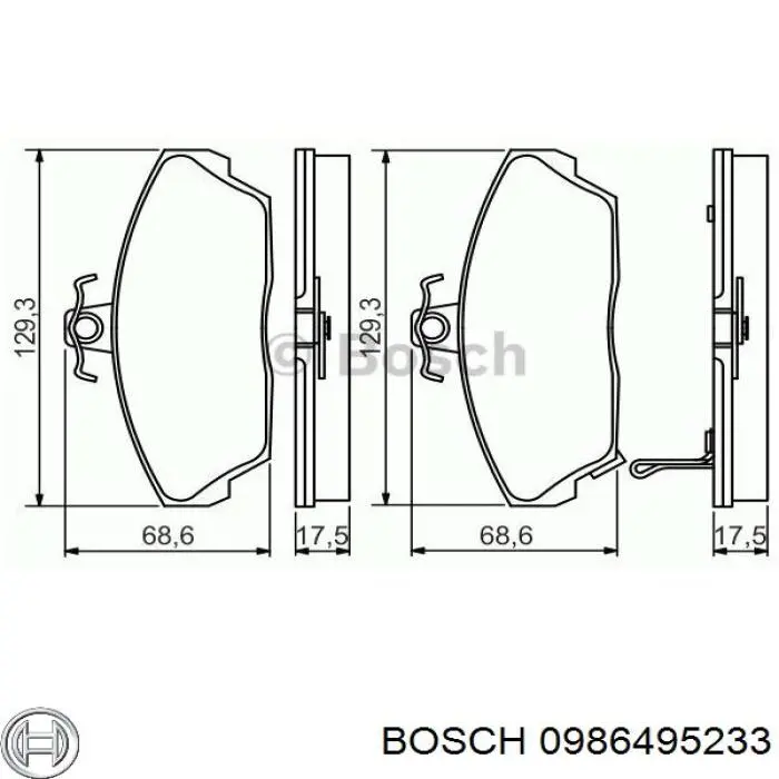 0986495233 Bosch колодки тормозные передние дисковые
