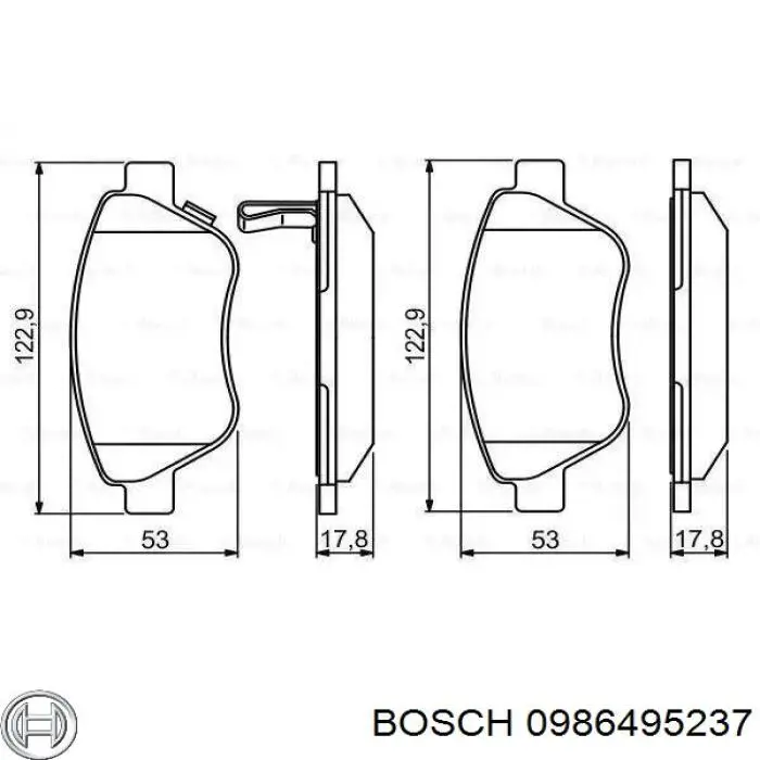 Передние тормозные колодки 0986495237 Bosch