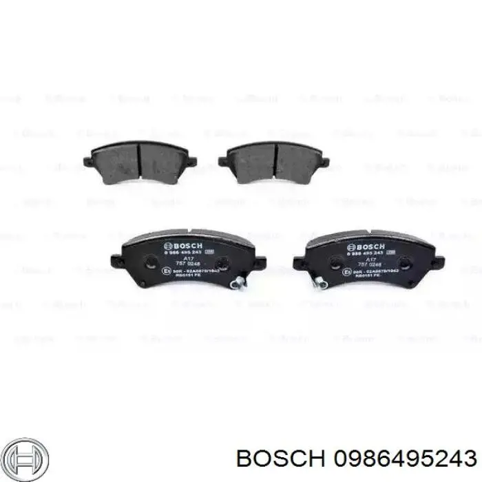 0986495243 Bosch sapatas do freio dianteiras de disco