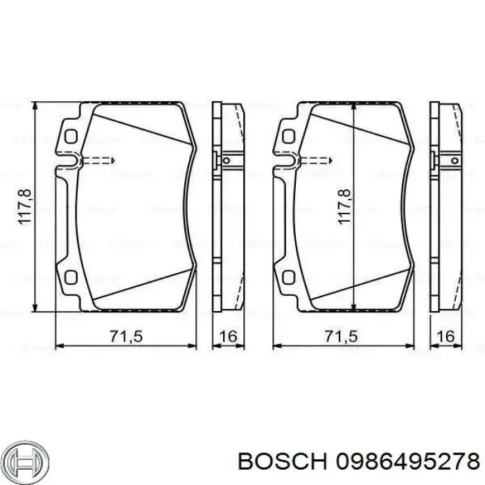 0 986 495 278 Bosch колодки тормозные передние дисковые
